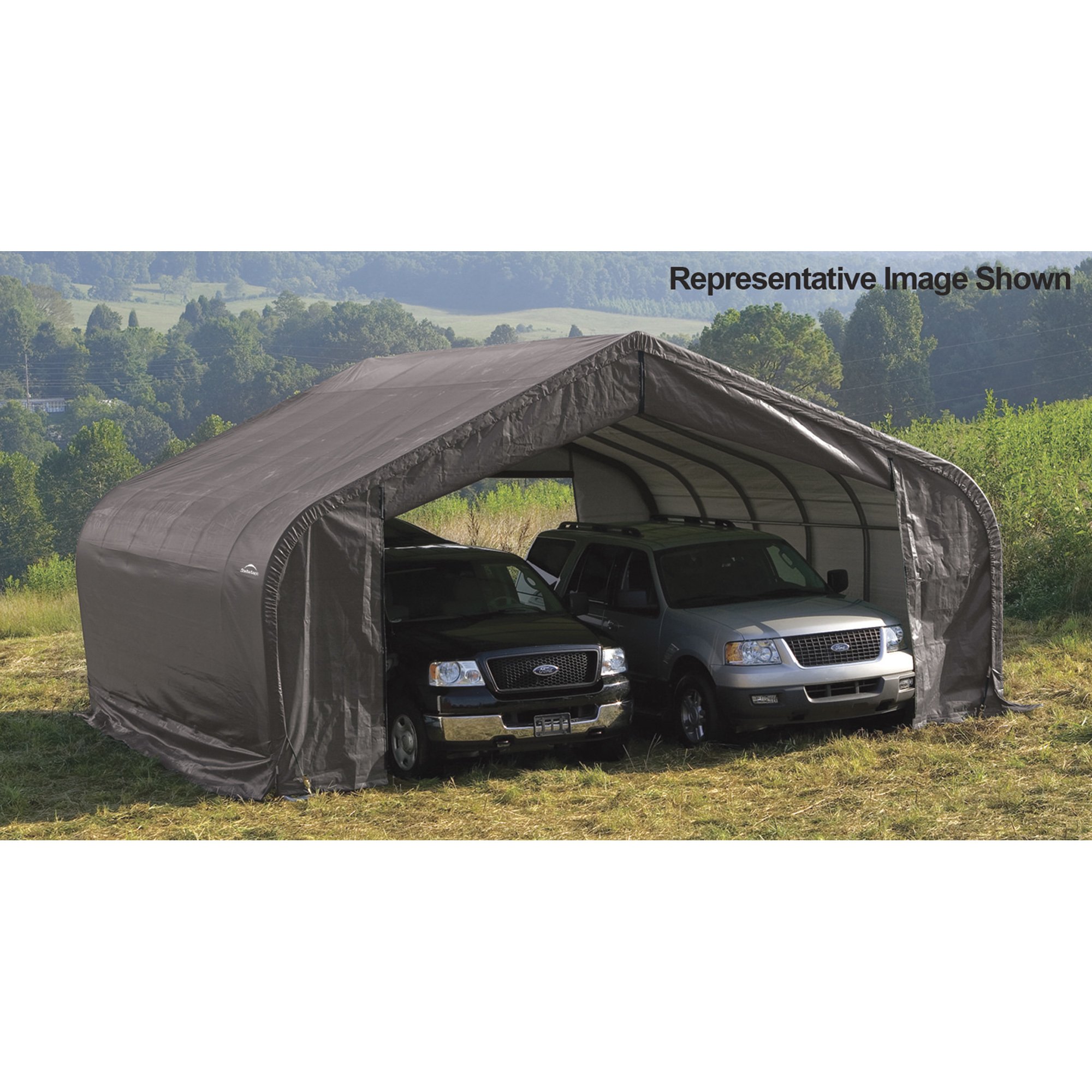 ShelterLogic Peak Style Double Wide Garage/Storage Shelter — 28ft.L x 22ft.W x 11ft.H